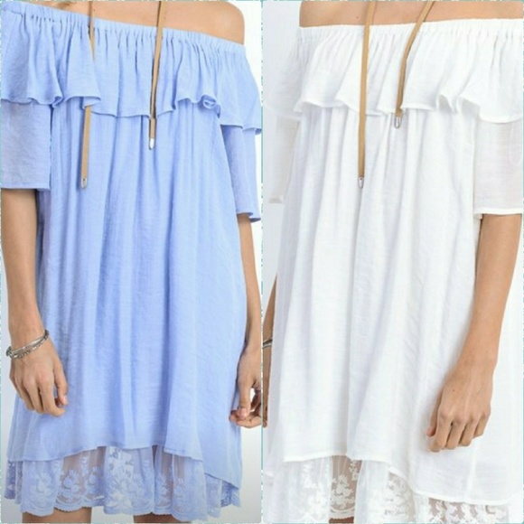 On or Off Shoulder Rufffle & Lace Dress - Picture 4 of 5